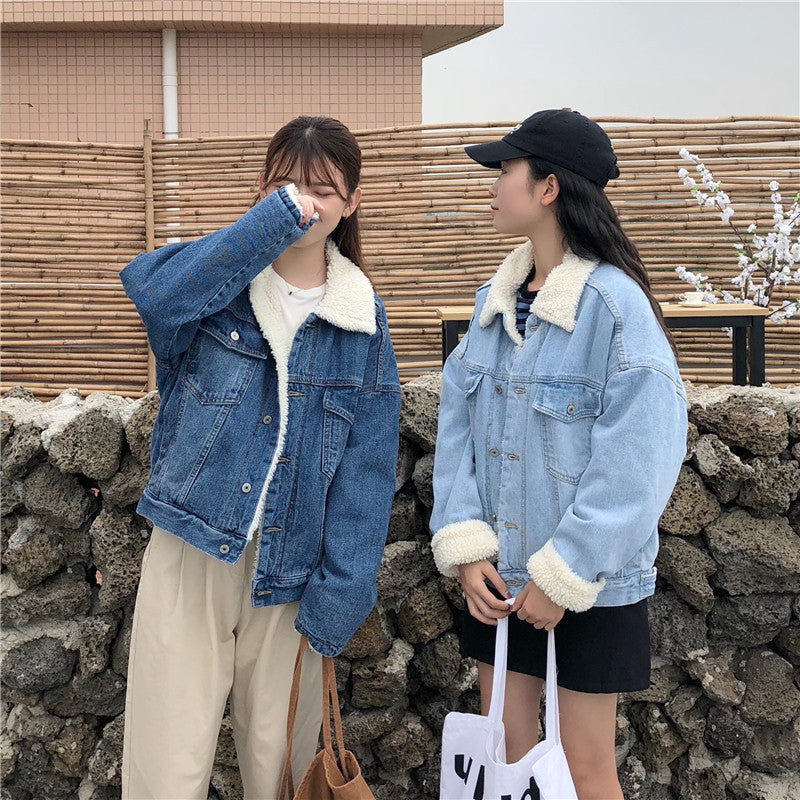 Women's Winter Korean Style Loose Thick Lamb Wool Coats