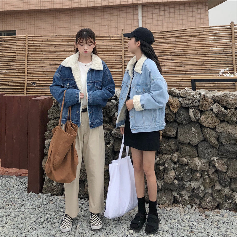 Women's Winter Korean Style Loose Thick Lamb Wool Coats