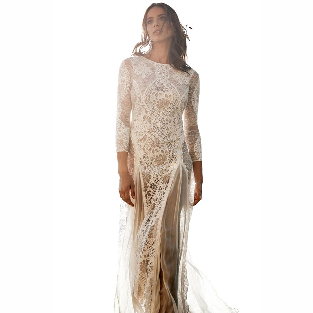 Women's Dress Round Neck Long Sleeve Printed Dresses