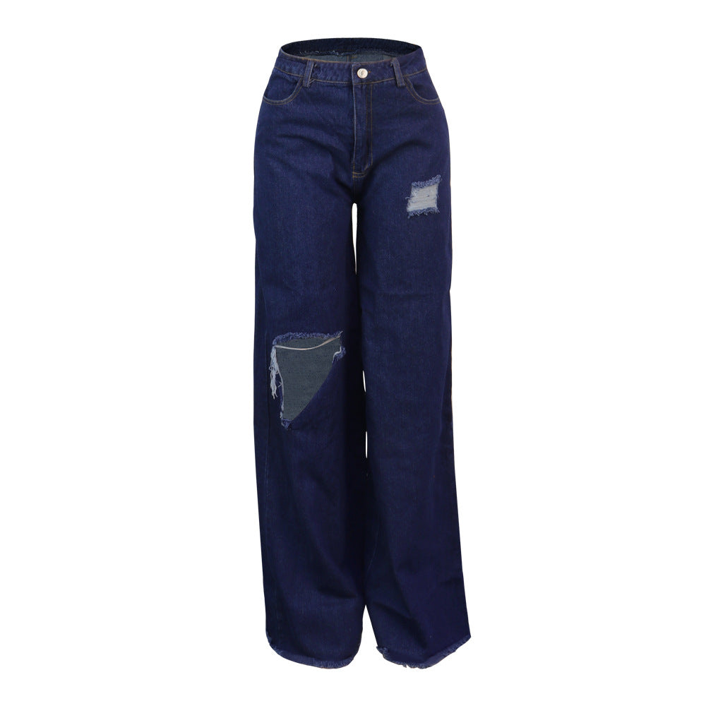 Women's Durable Sexy Irregular Ripped Loose Jeans