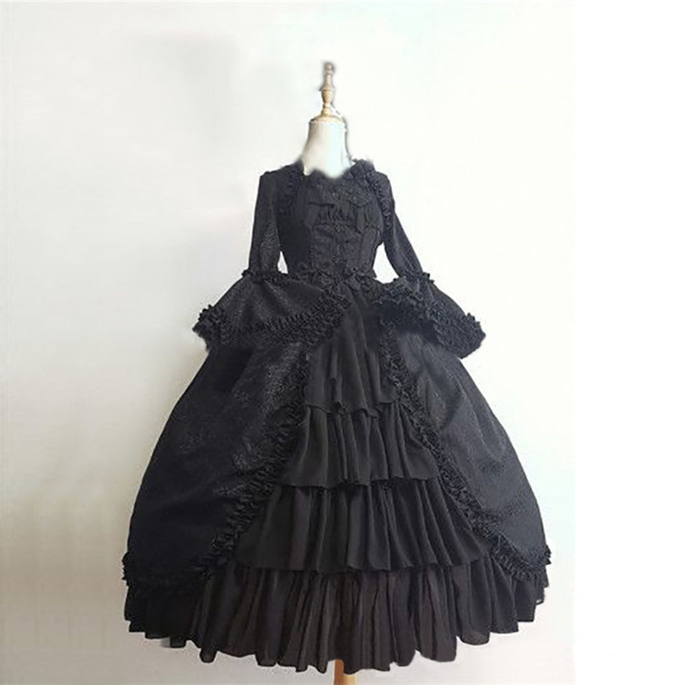 Medieval Retro Gothic Court Cinched Stitching Dress