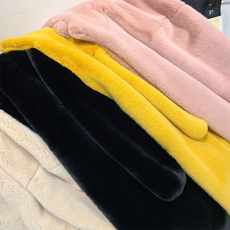 Women's Fur Thickened Long Section Loose Hat Coats