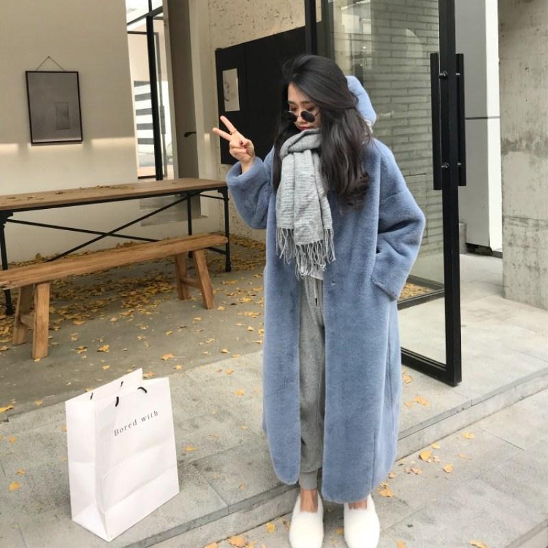 Women's Fur Thickened Long Section Loose Hat Coats