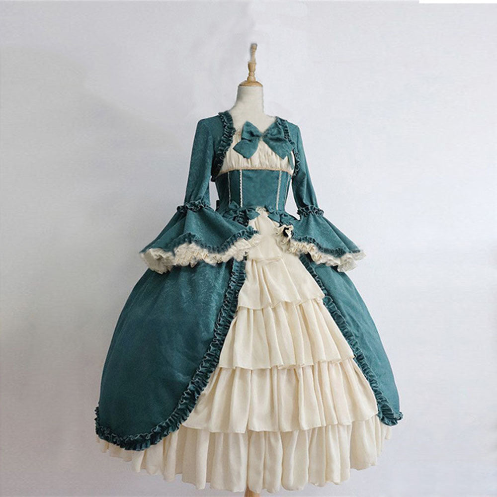 Medieval Retro Gothic Court Cinched Stitching Dress