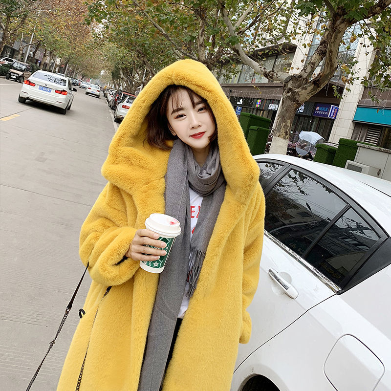 Women's Fur Thickened Long Section Loose Hat Coats