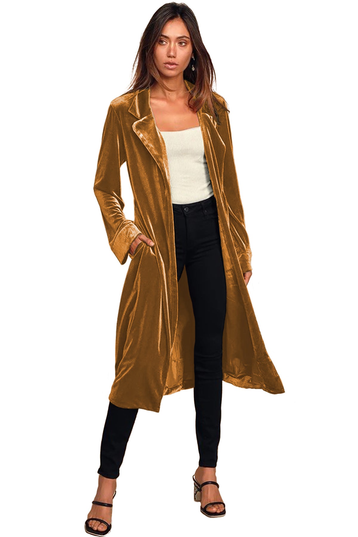 Women's Autumn Casual Overcoat Gold Veet Long Coats