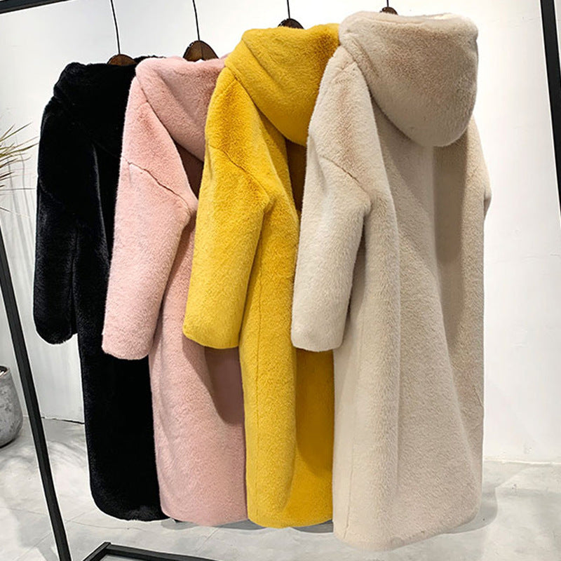 Women's Fur Thickened Long Section Loose Hat Coats