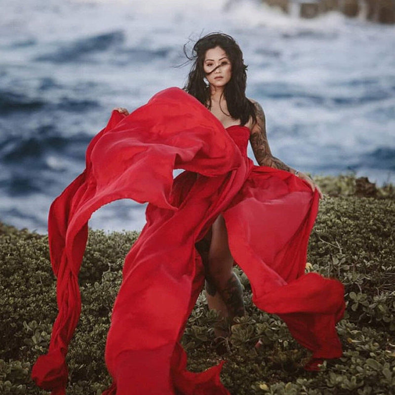 Lace With Spinning Floating Tail Sleeve Dresses