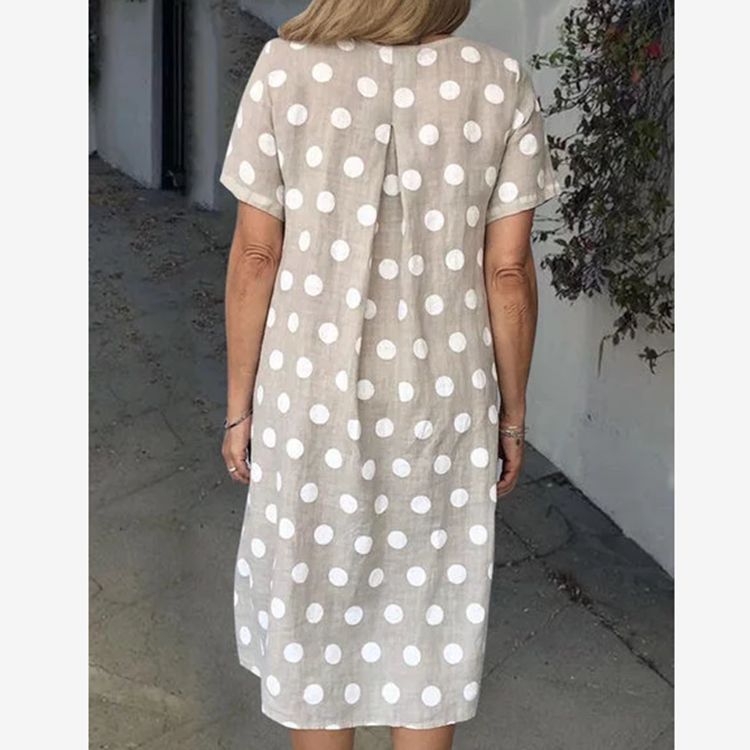 Summer Polka Dot Print Pocket Loose Sleeve Versatile Urban Dress