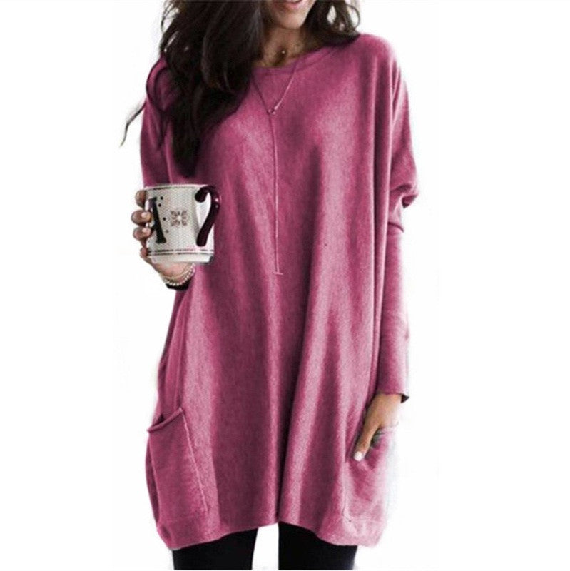 Women's Autumn Long Sleeve Casual Pocket T-shirt Blouses