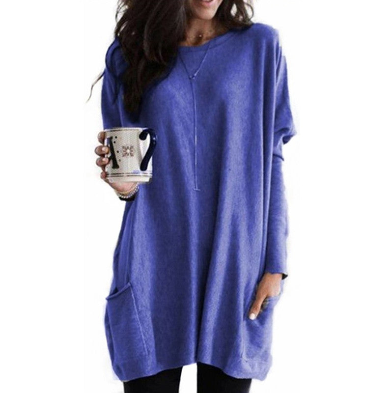 Women's Autumn Long Sleeve Casual Pocket T-shirt Blouses