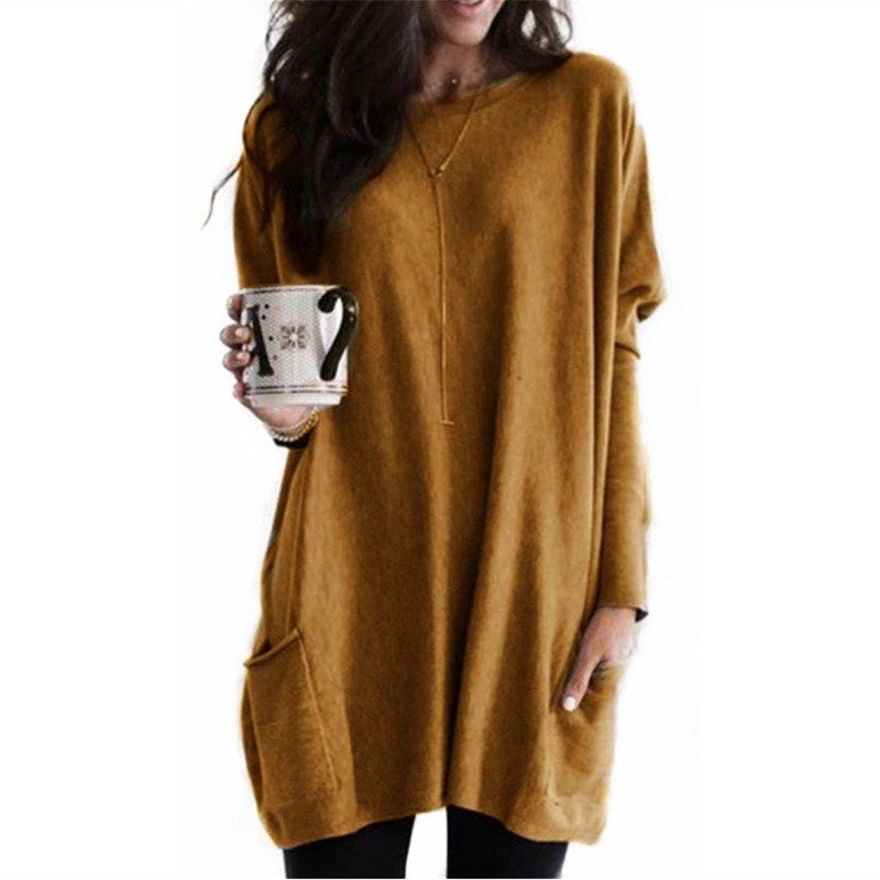 Women's Autumn Long Sleeve Casual Pocket T-shirt Blouses