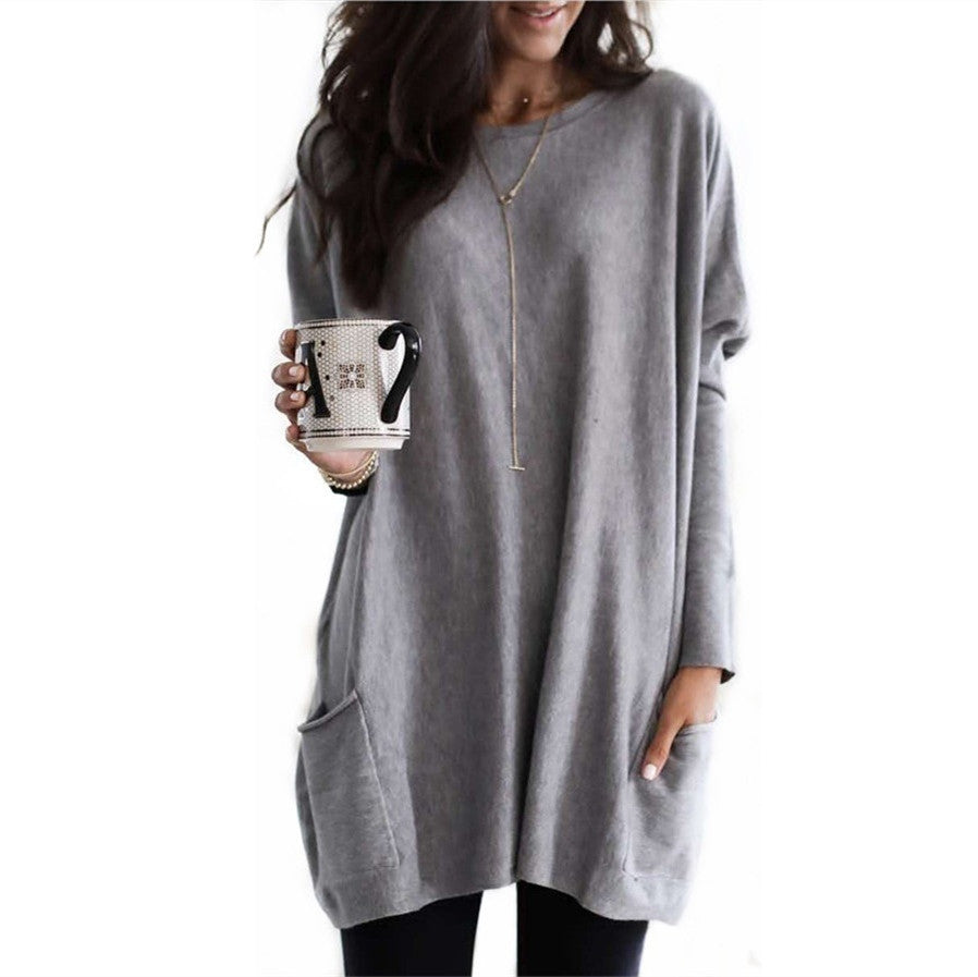 Women's Autumn Long Sleeve Casual Pocket T-shirt Blouses