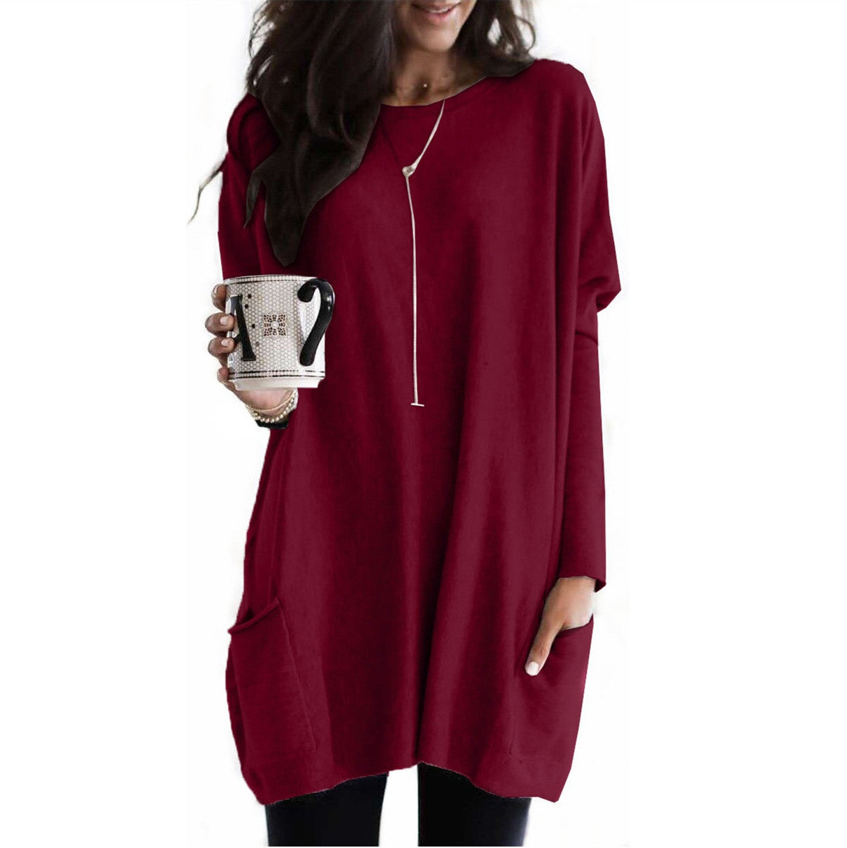 Women's Autumn Long Sleeve Casual Pocket T-shirt Blouses
