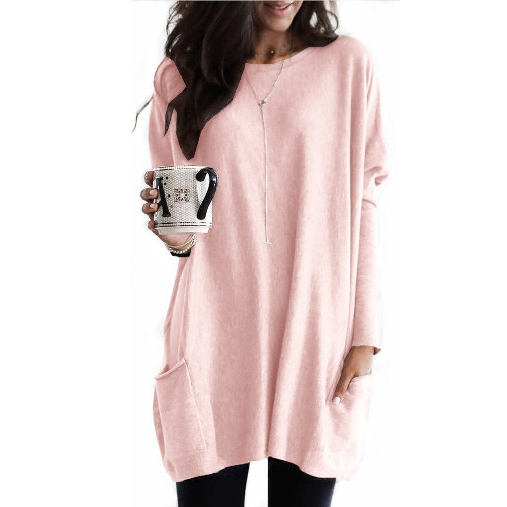 Women's Autumn Long Sleeve Casual Pocket T-shirt Blouses