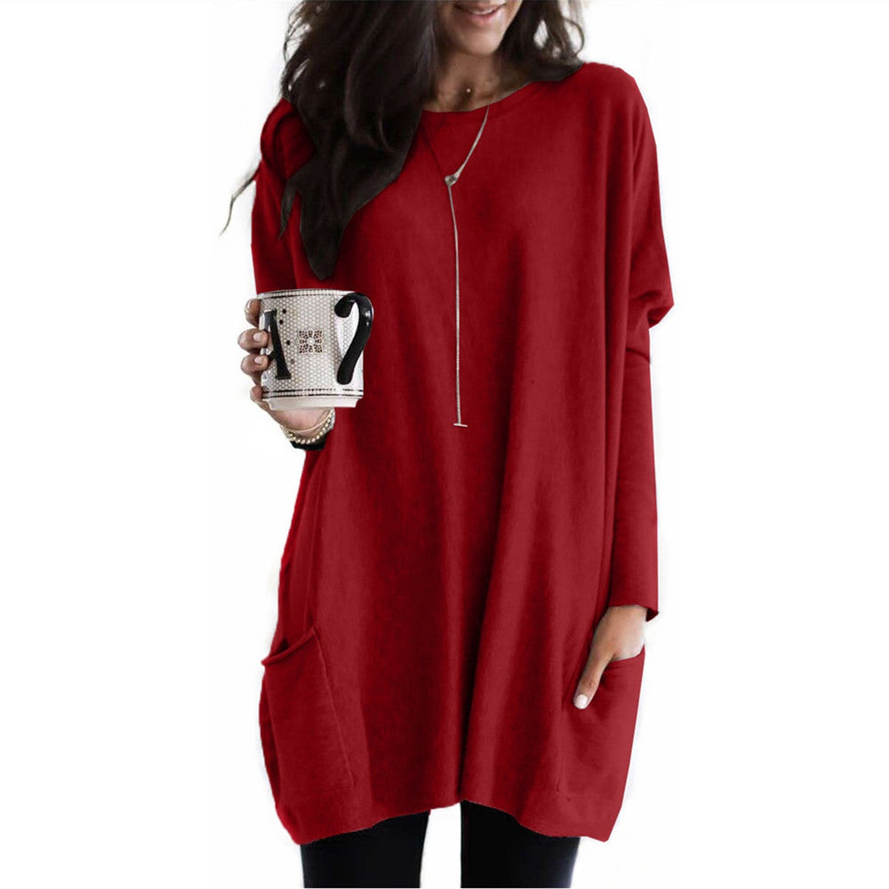 Women's Autumn Long Sleeve Casual Pocket T-shirt Blouses