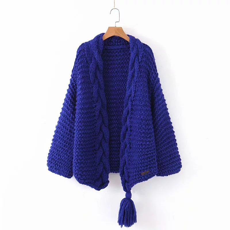 Women's Handmade Knitting Needle Tassel Knitted Cardigans