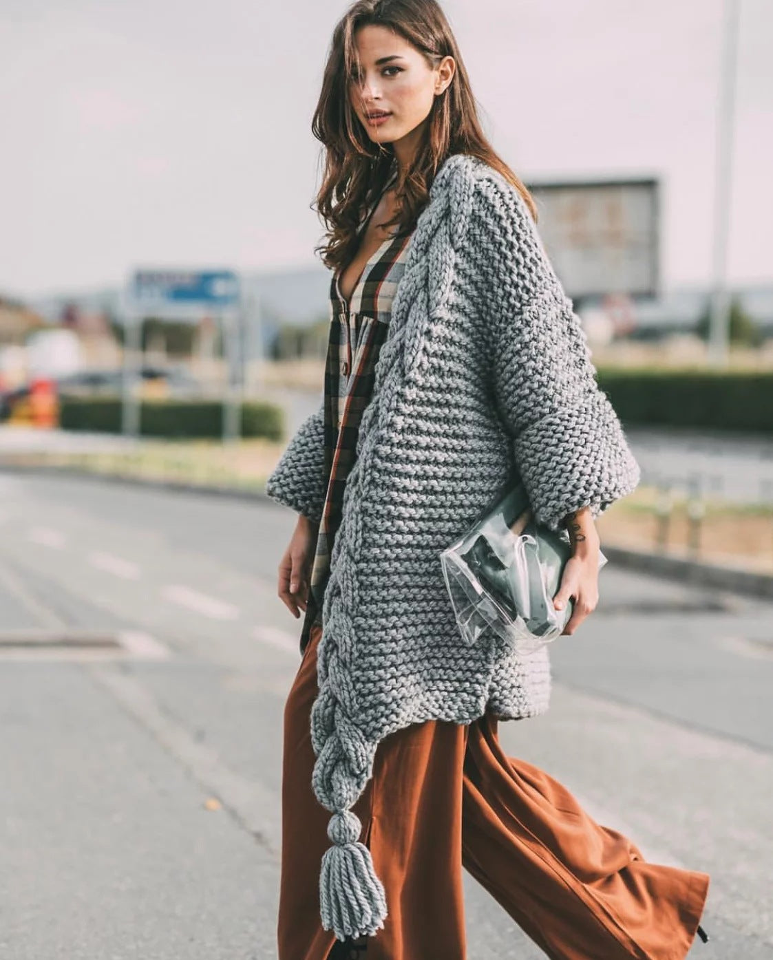 Women's Handmade Knitting Needle Tassel Knitted Cardigans