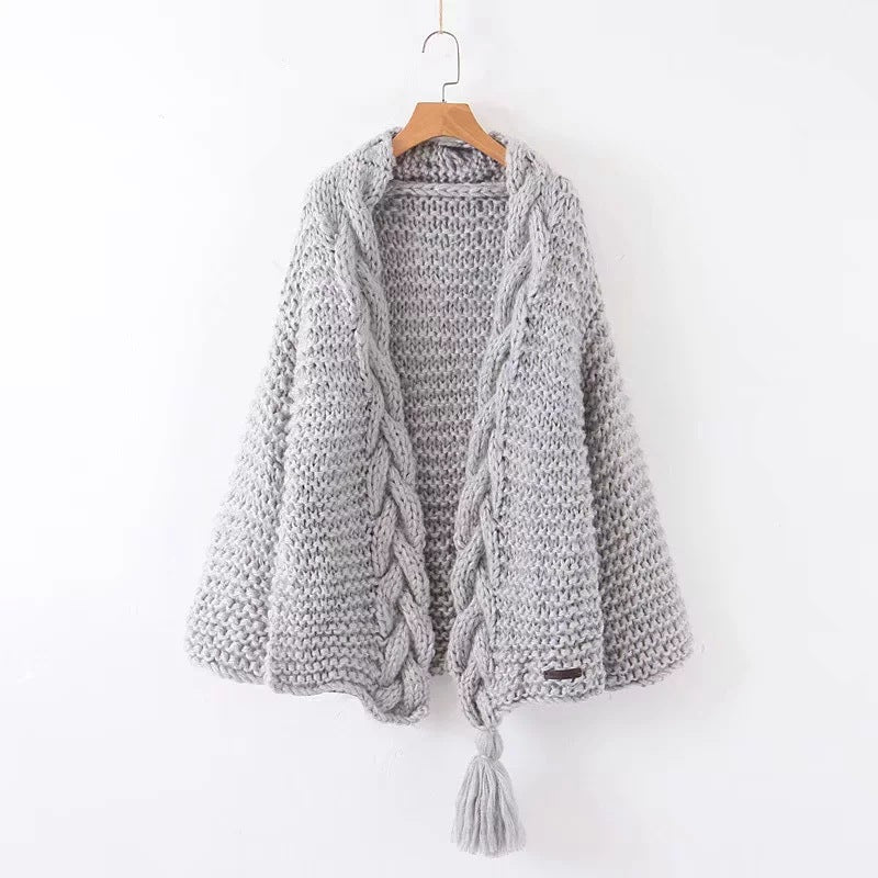Women's Handmade Knitting Needle Tassel Knitted Cardigans