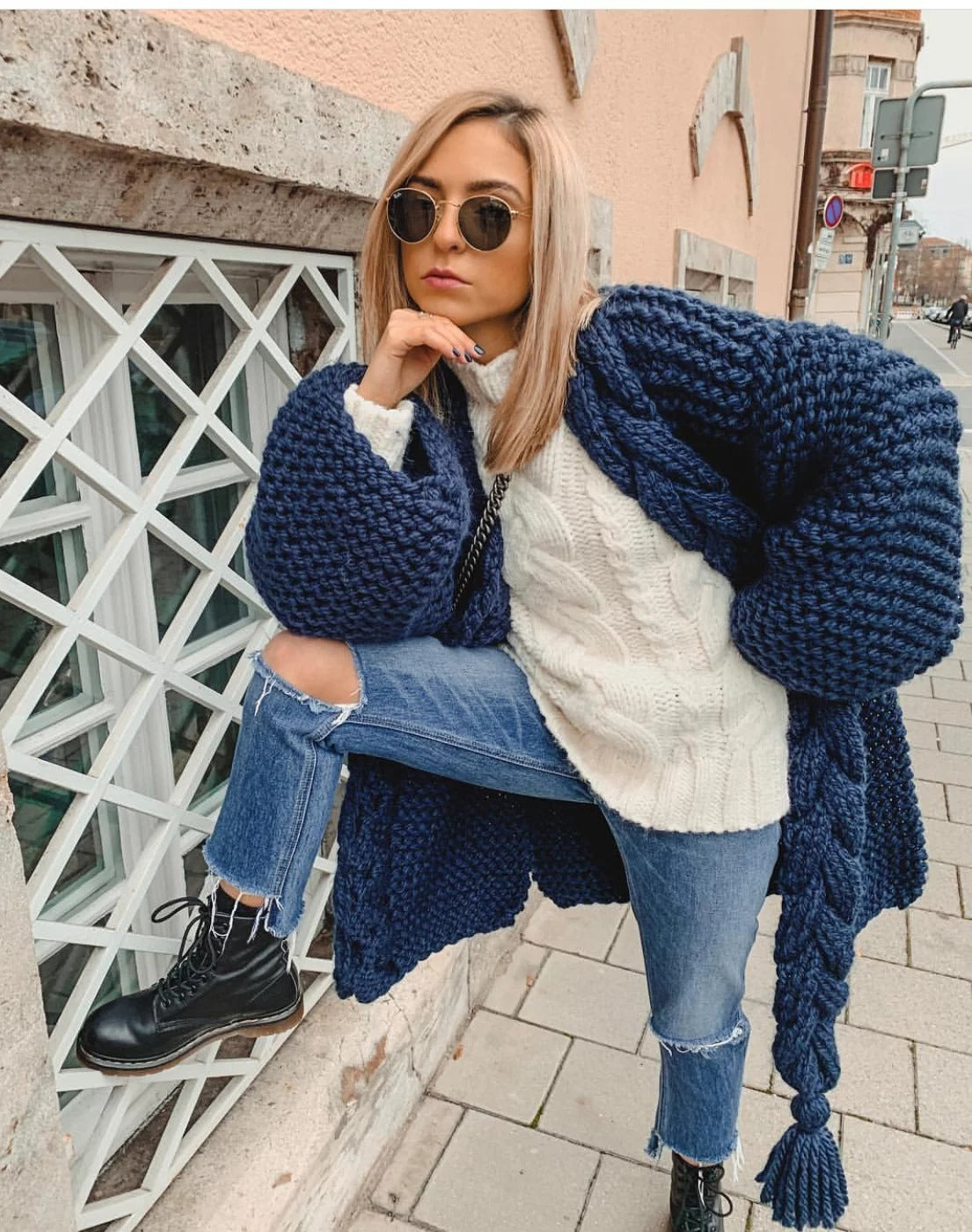 Women's Handmade Knitting Needle Tassel Knitted Cardigans