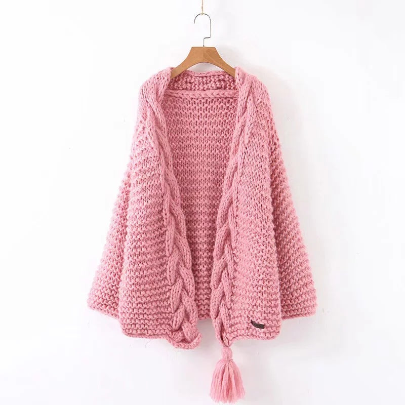 Women's Handmade Knitting Needle Tassel Knitted Cardigans
