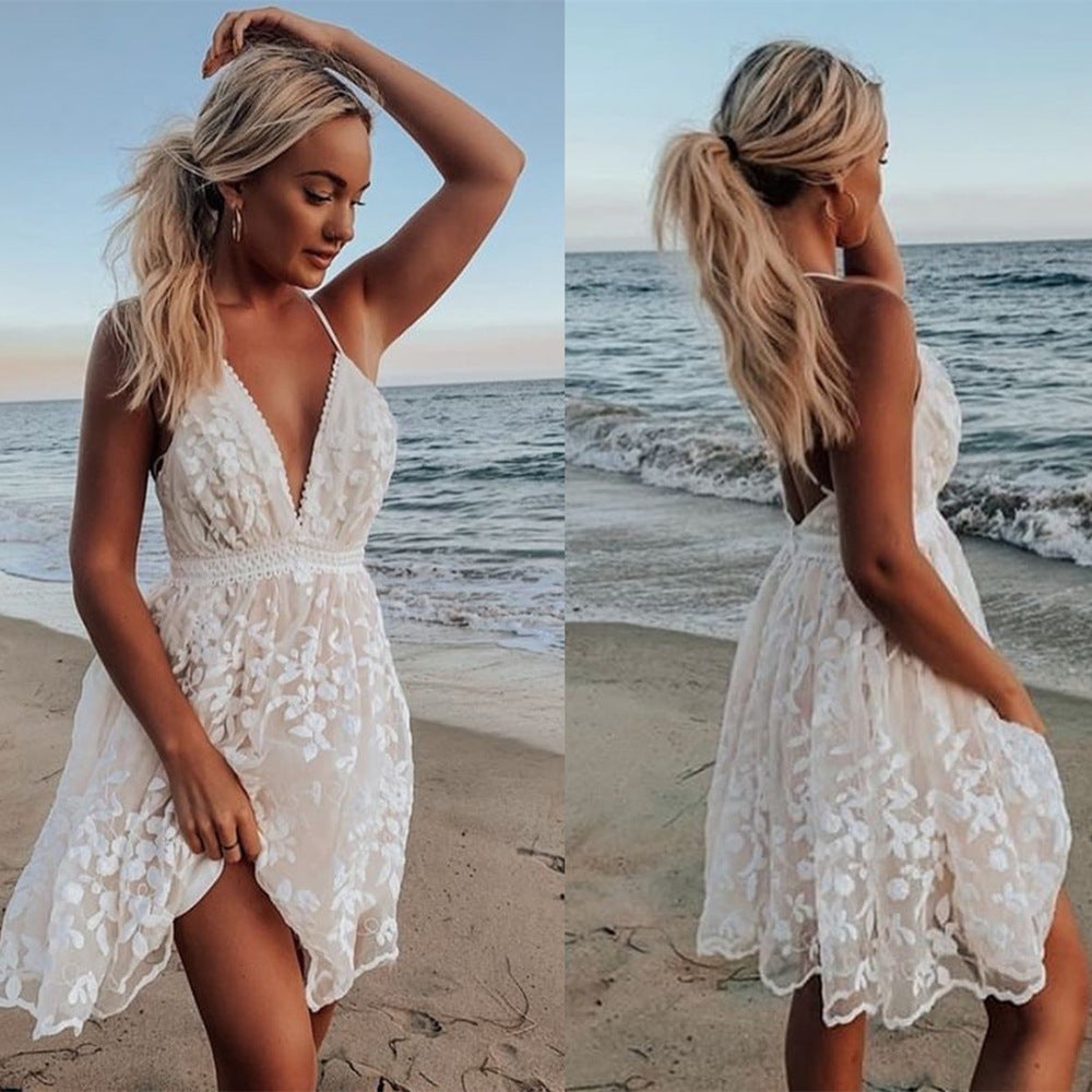 Cool Slouchy Classy Women's Lace Backless Dress