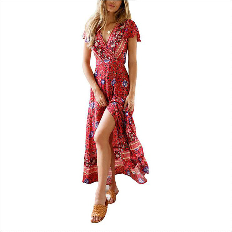 Chiffon Printed Beach For Seaside Leisure Vacation Dress