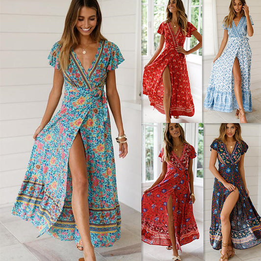 Chiffon Printed Beach For Seaside Leisure Vacation Dress