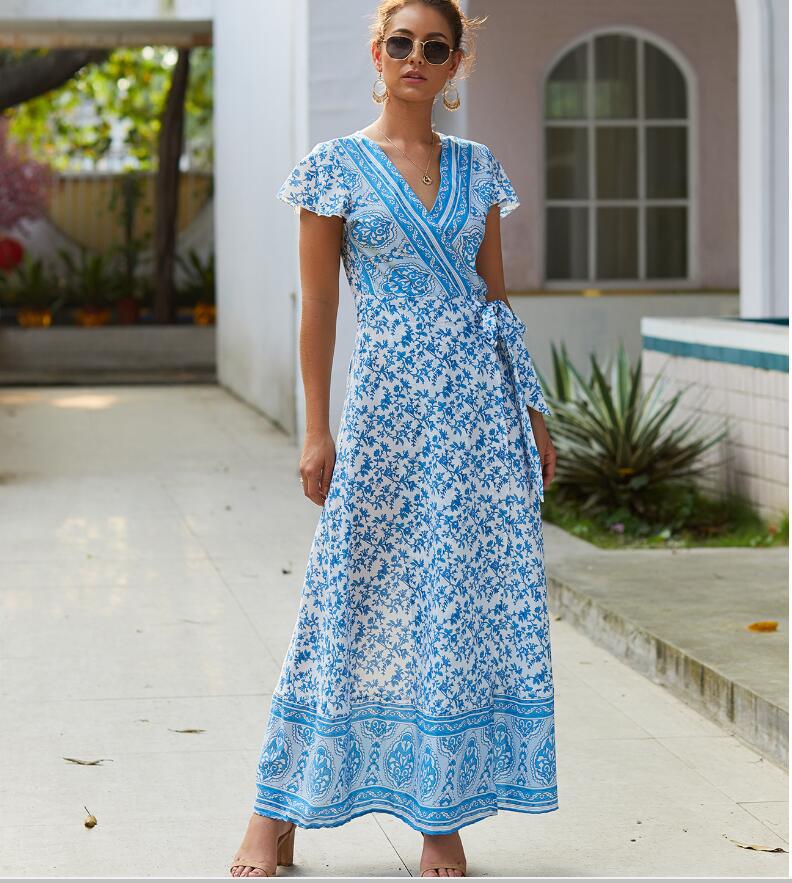 Chiffon Printed Beach For Seaside Leisure Vacation Dress