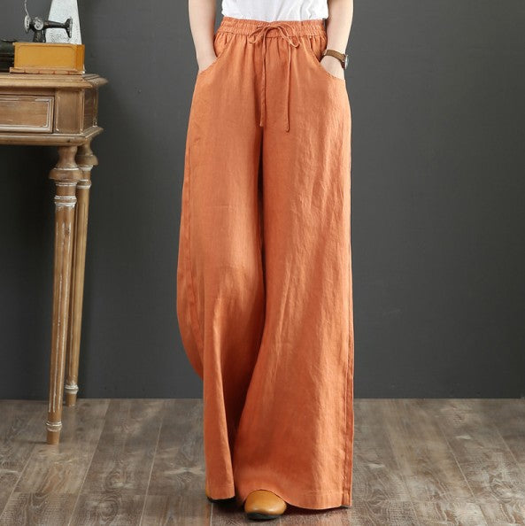 Women's Artistic Cotton Linen Loose Large Wide Pants