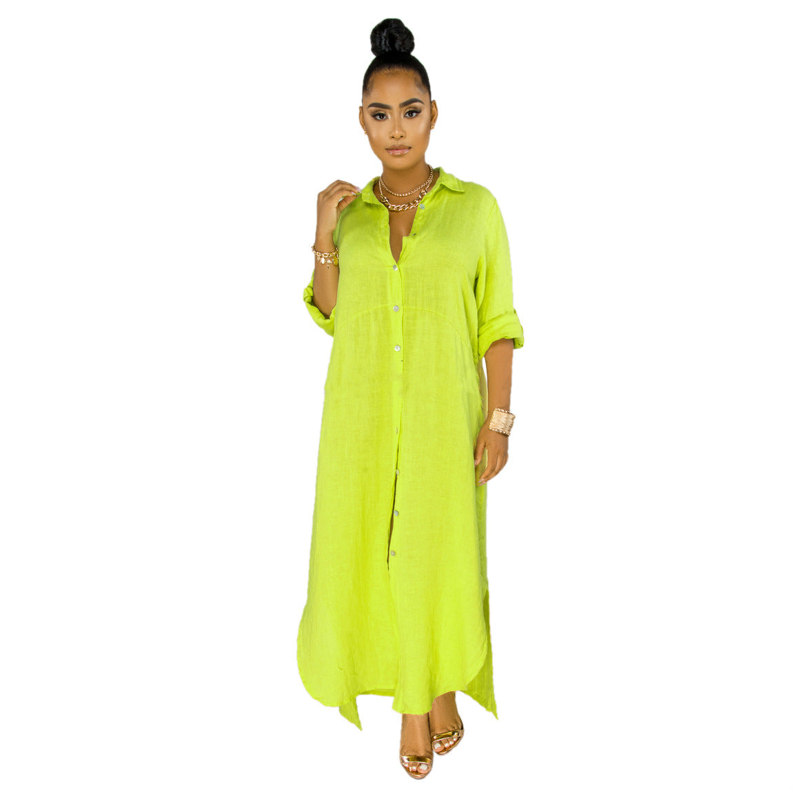 Women's Sexy Fashion Solid Color Shirt Dress Dresses