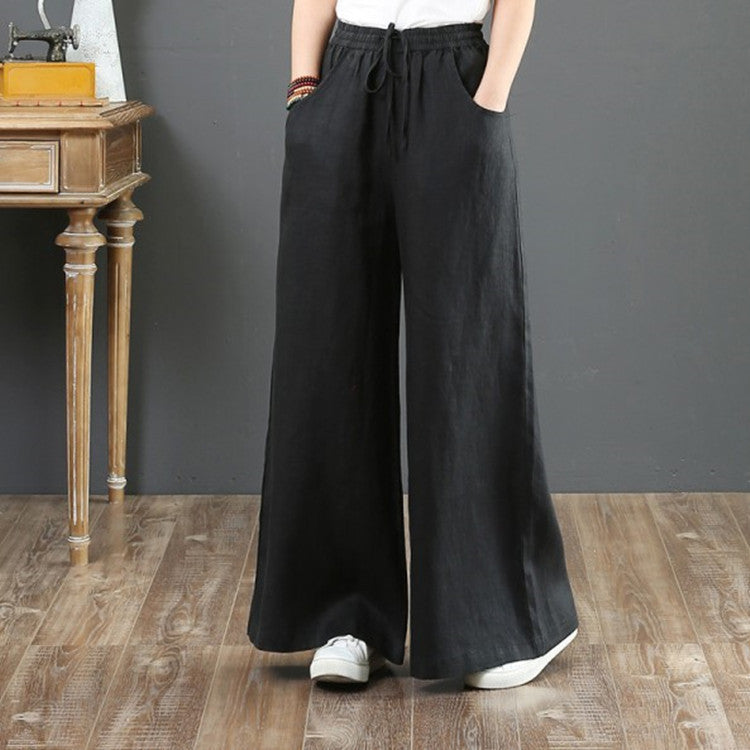 Women's Artistic Cotton Linen Loose Large Wide Pants