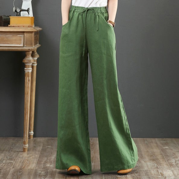 Women's Artistic Cotton Linen Loose Large Wide Pants