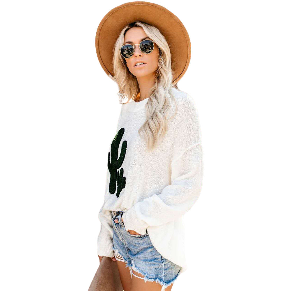 Slouchy Women's Fashion Popular Ripped Pullover Women's Sweater