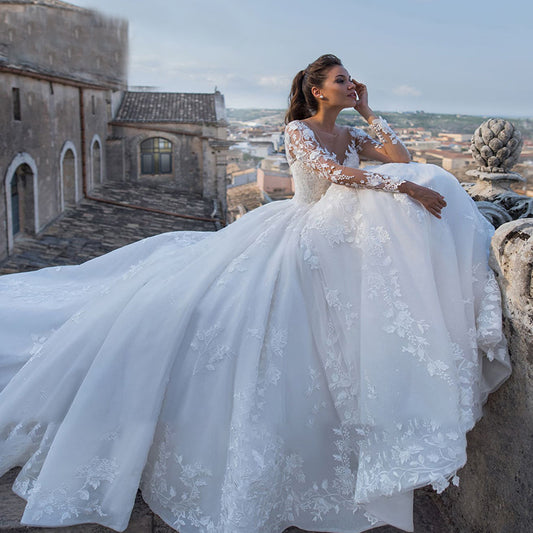 Dress Large Trailing Retro Sexy Tulle Wedding Dresses