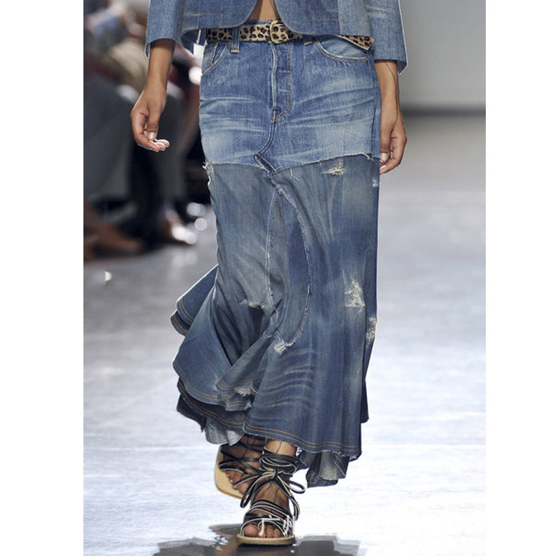 Personality Street Denim Long Fashion Week Skirts