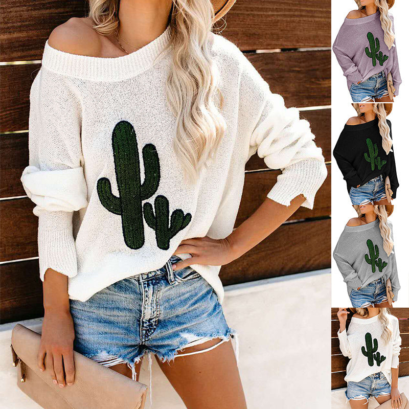 Slouchy Women's Fashion Popular Ripped Pullover Women's Sweater