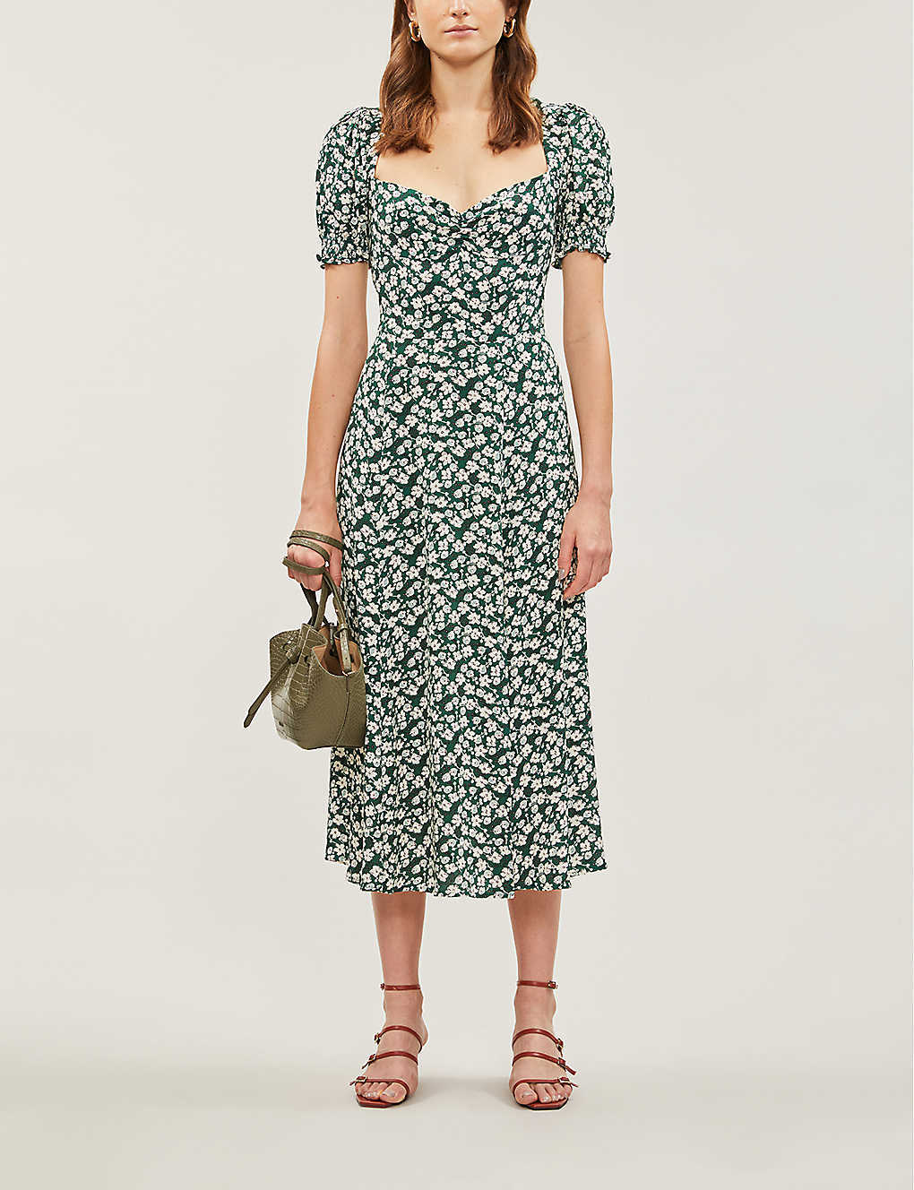 Women's Rayon Floral Dress Summer French Square Dresses