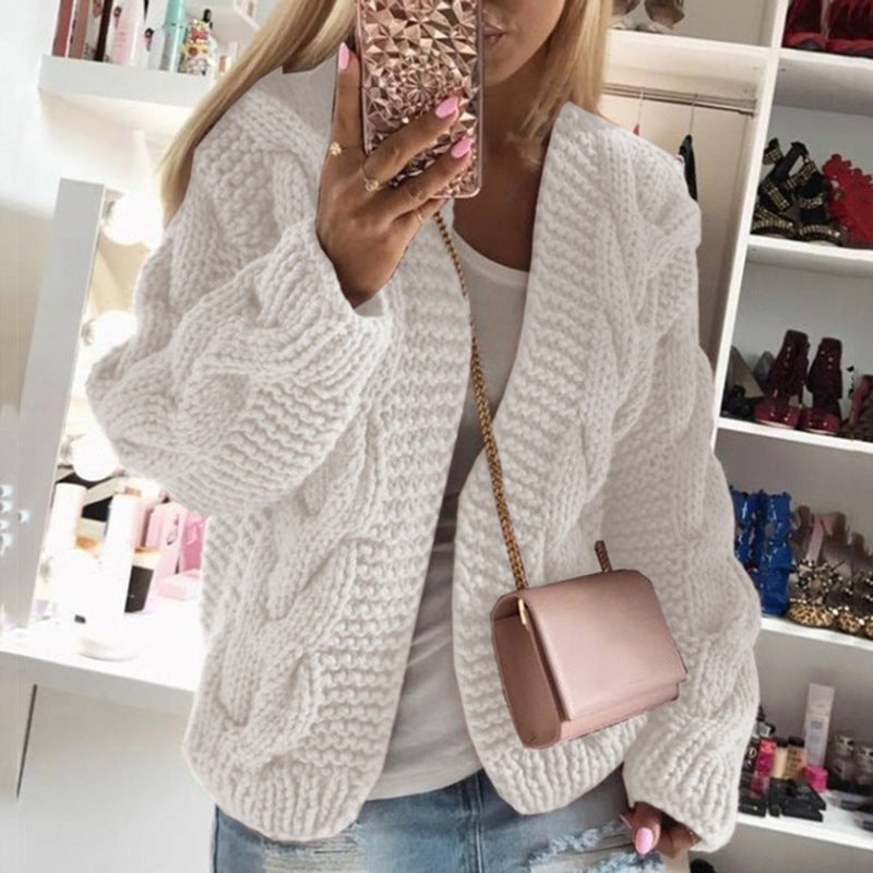 Women's Rough Thick Thread Twist Knitted Cardigans