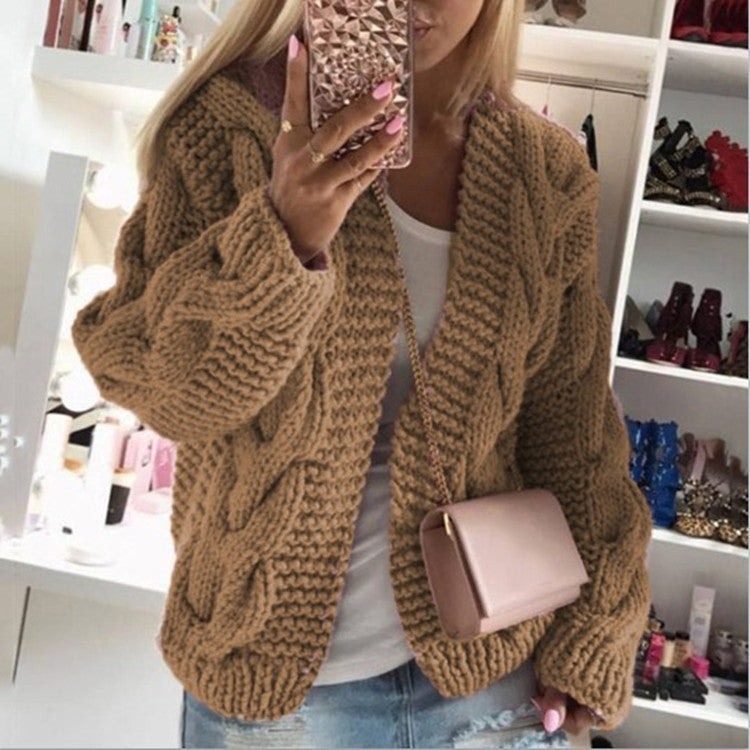 Women's Rough Thick Thread Twist Knitted Cardigans