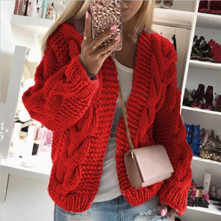 Women's Rough Thick Thread Twist Knitted Cardigans