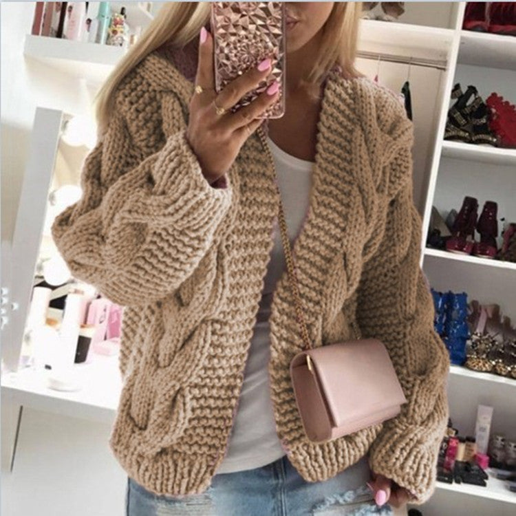 Women's Rough Thick Thread Twist Knitted Cardigans