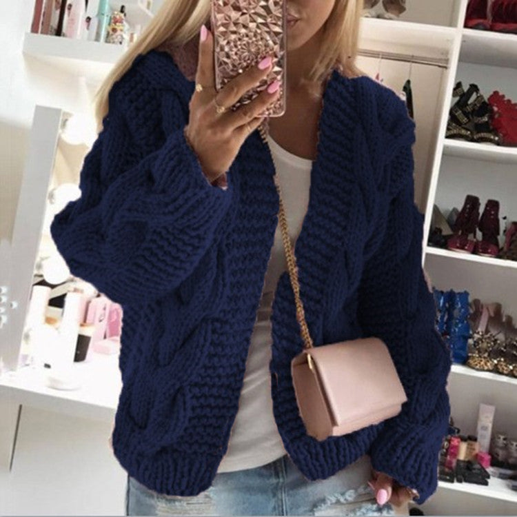Women's Rough Thick Thread Twist Knitted Cardigans