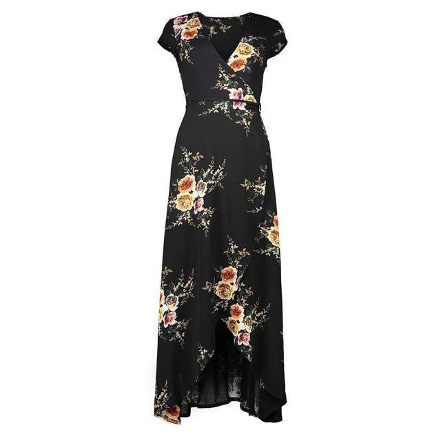 Bohemian Printed Bubble Chiffon Maxi Seaside Beach Dress