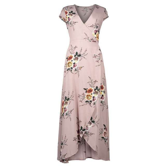 Bohemian Printed Bubble Chiffon Maxi Seaside Beach Dress