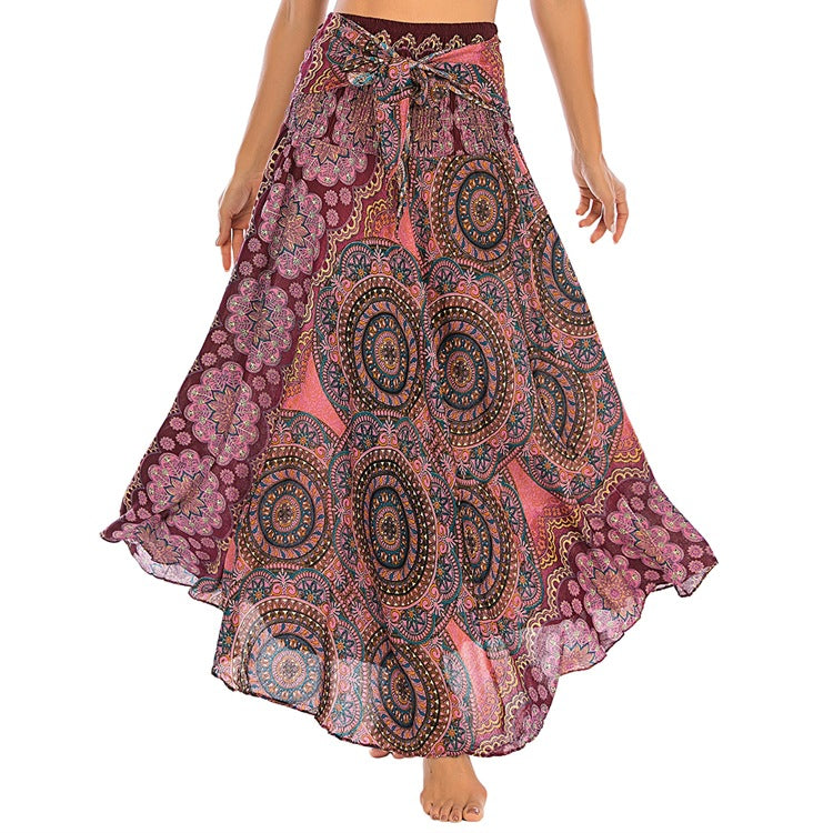 Casual Thai Beach Vacation Two-way Big Swing Belly Dress