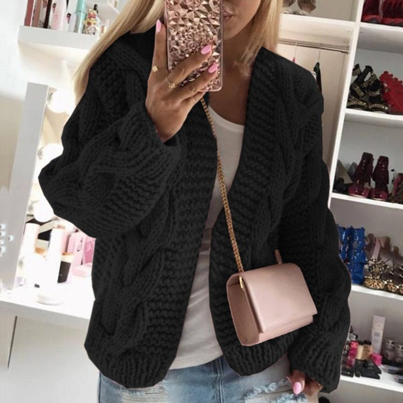 Women's Rough Thick Thread Twist Knitted Cardigans