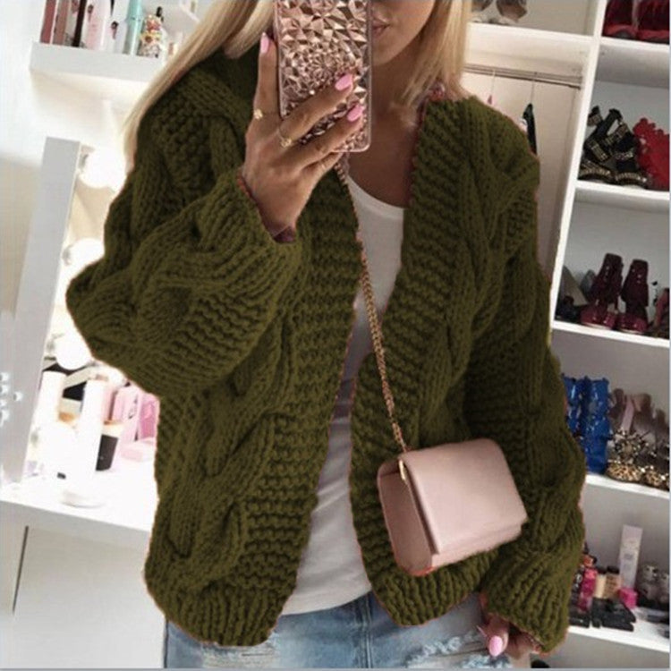 Women's Rough Thick Thread Twist Knitted Cardigans