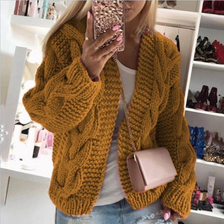 Women's Rough Thick Thread Twist Knitted Cardigans