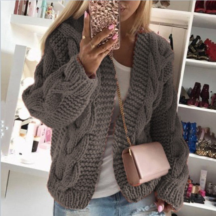 Women's Rough Thick Thread Twist Knitted Cardigans